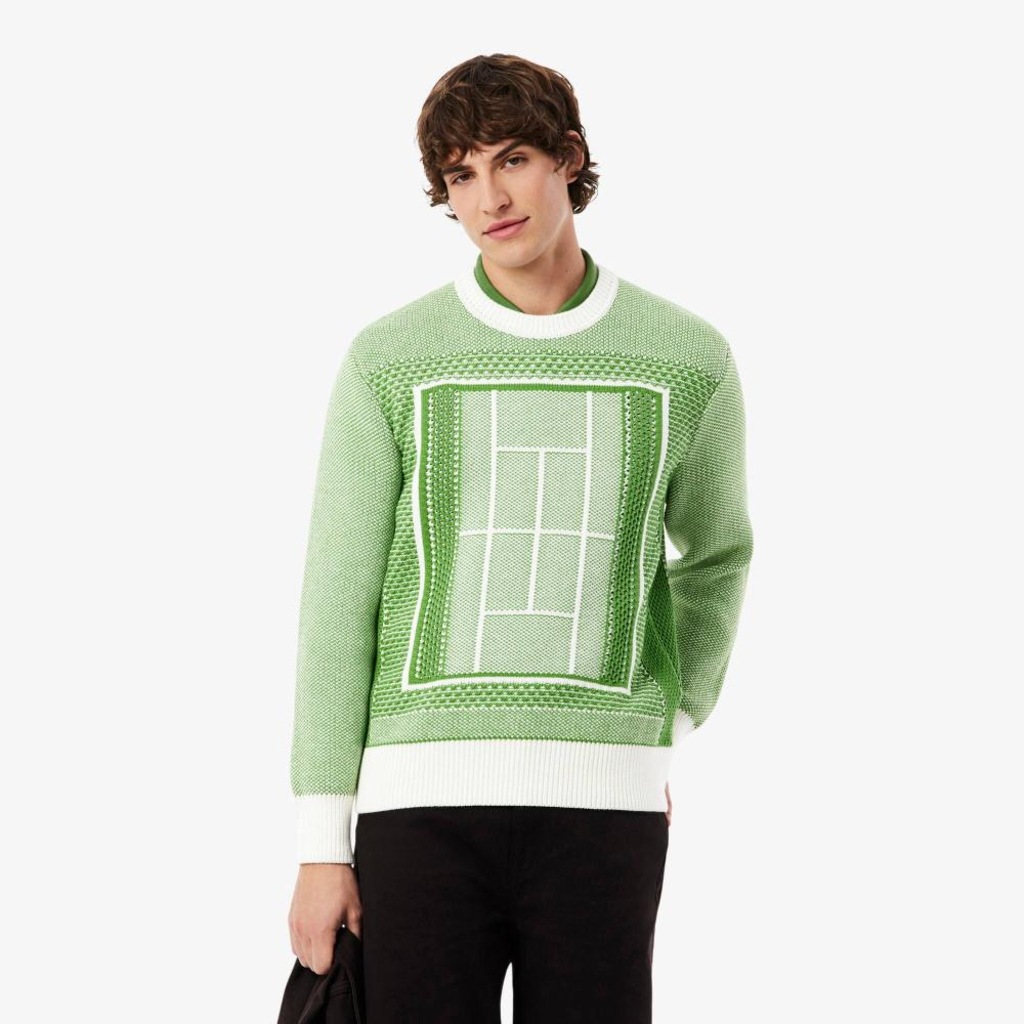 Suéter Jacquard com Gráfico de Quadra de Tênis Lacoste Masculina
