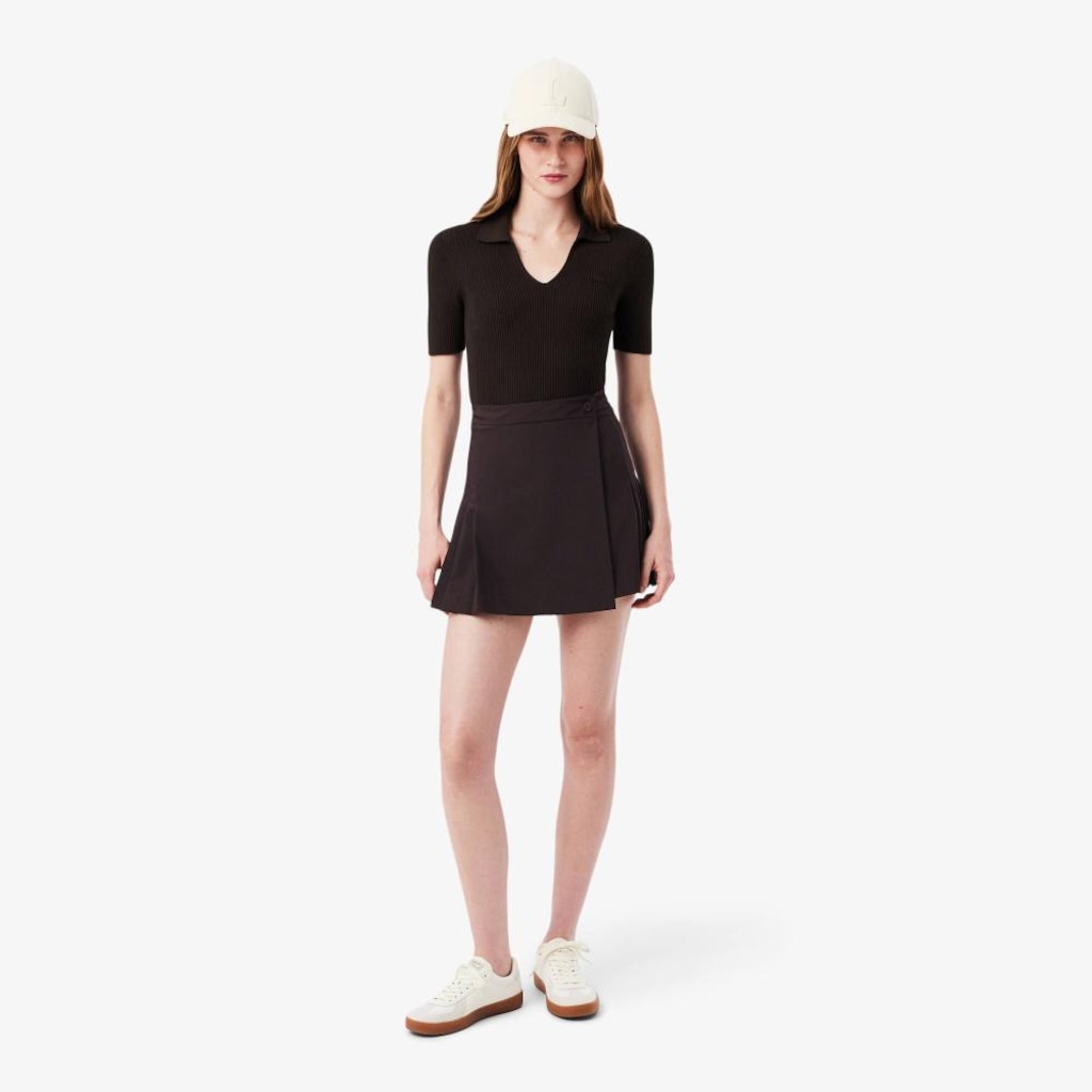 Saia curta transpassada plissada Lacoste Feminina