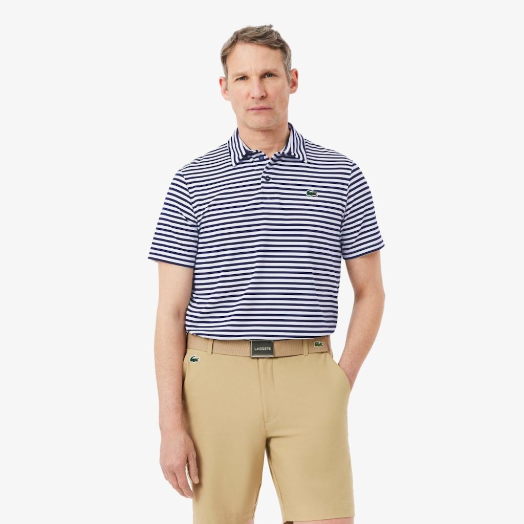 Camiseta Polo Golf Modelagem reta Ultra Dry Listrada Lacoste Masculina
