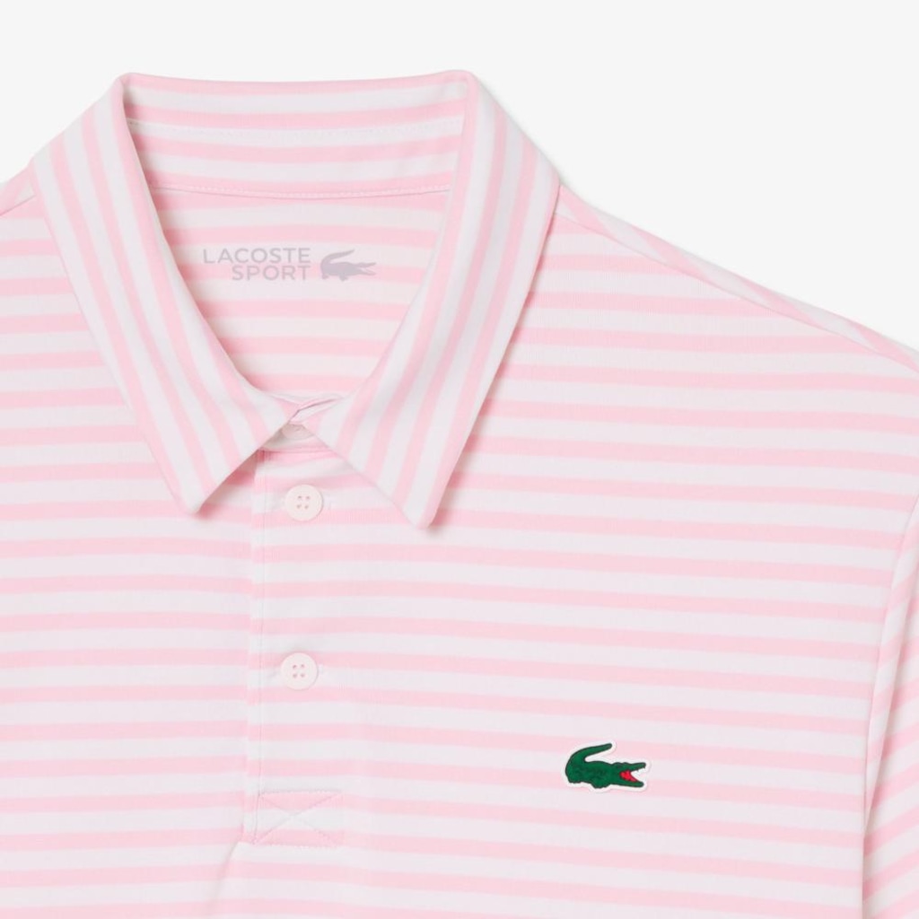 Imagem 4 do produto Camiseta Polo Golf Modelagem reta Ultra Dry Listrada Lacoste Masculina