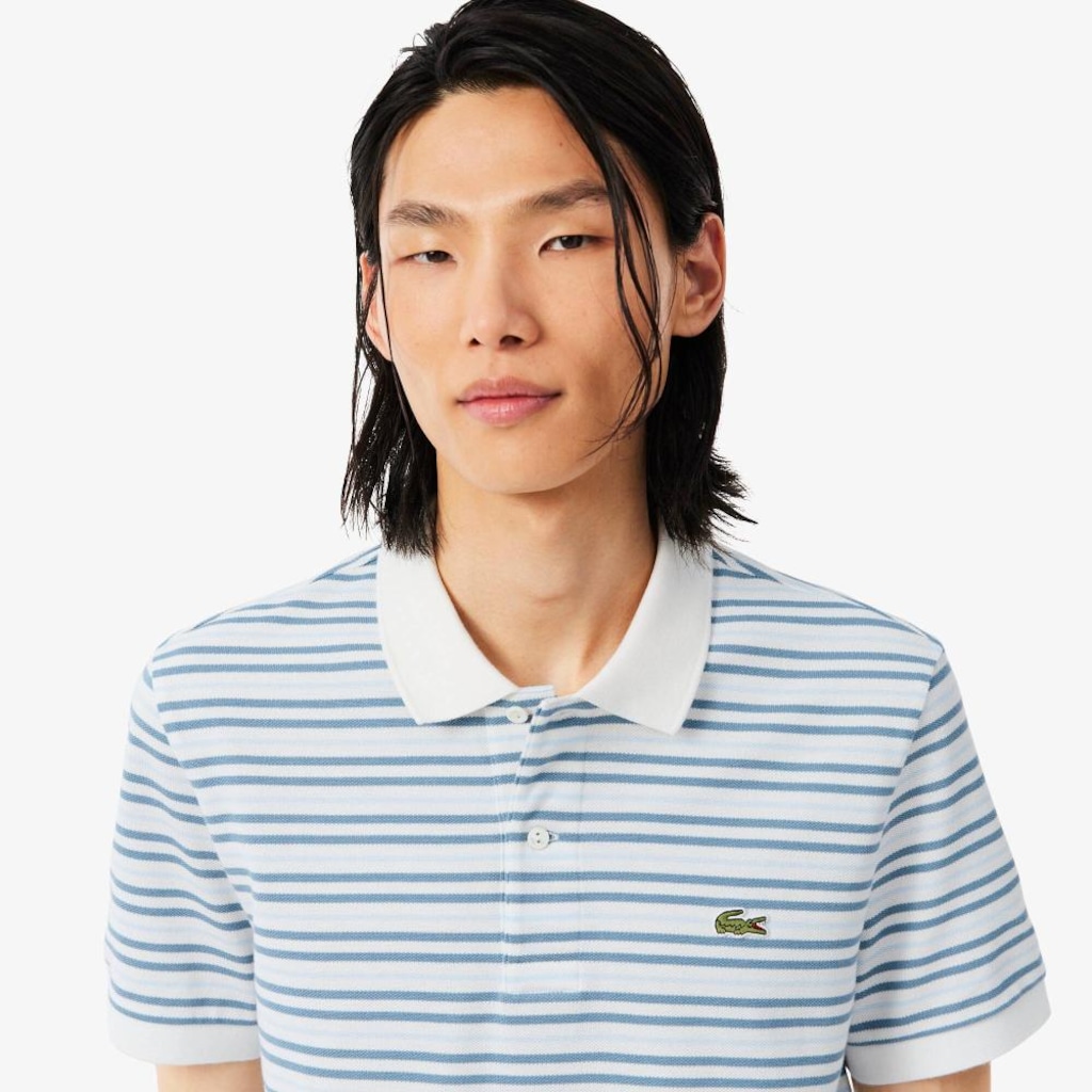 Imagem 2 do produto Camiseta Polo em Petit Piqué Listrada Classic Fit Lacoste Masculina