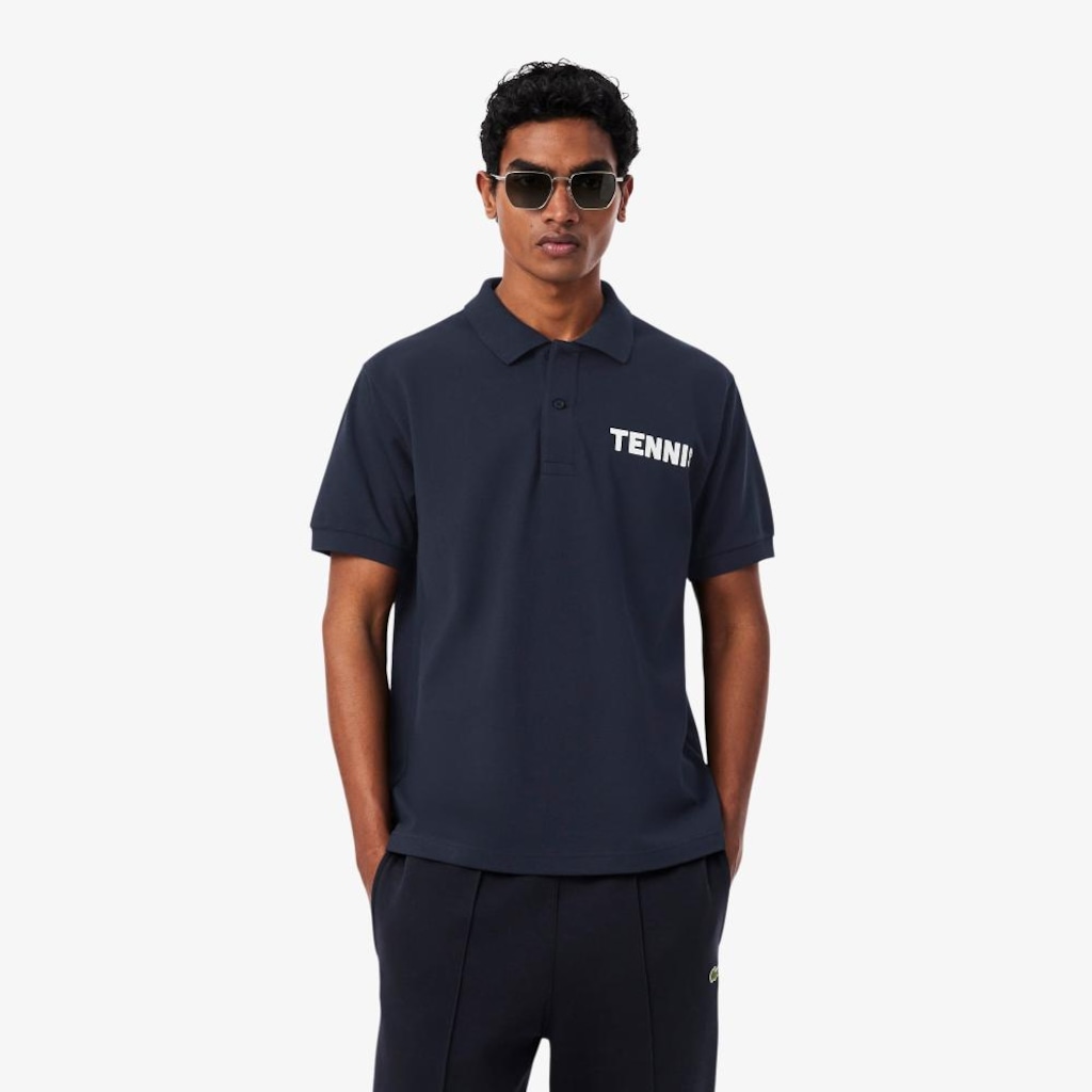 Camiseta Polo Petit Piqué de Modelagem Clássica com Estampa Lacoste Masculina