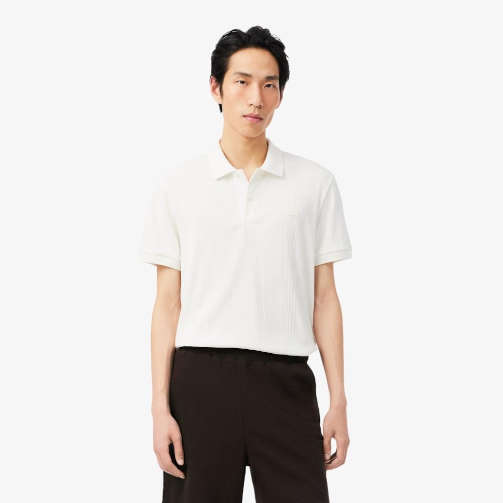 Camiseta Polo Lacoste de malha canelada Modelagem clássica Masculina