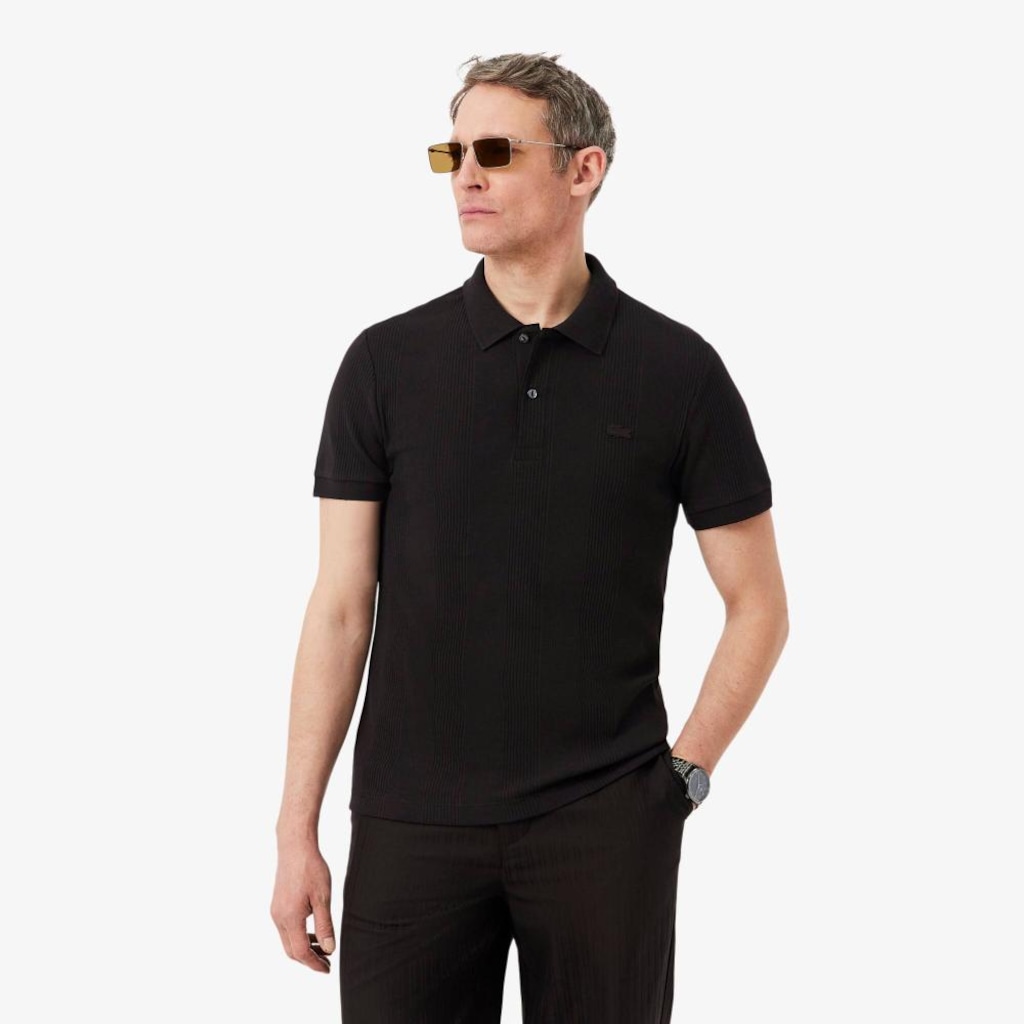 Camiseta Polo Lacoste de malha canelada Modelagem clássica Masculina