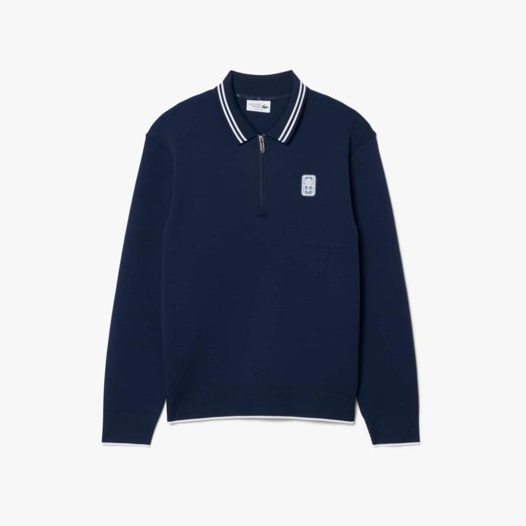 Blusão Moletom Lacoste Zíper com Gola Polo – Tennis Heritage Masculino