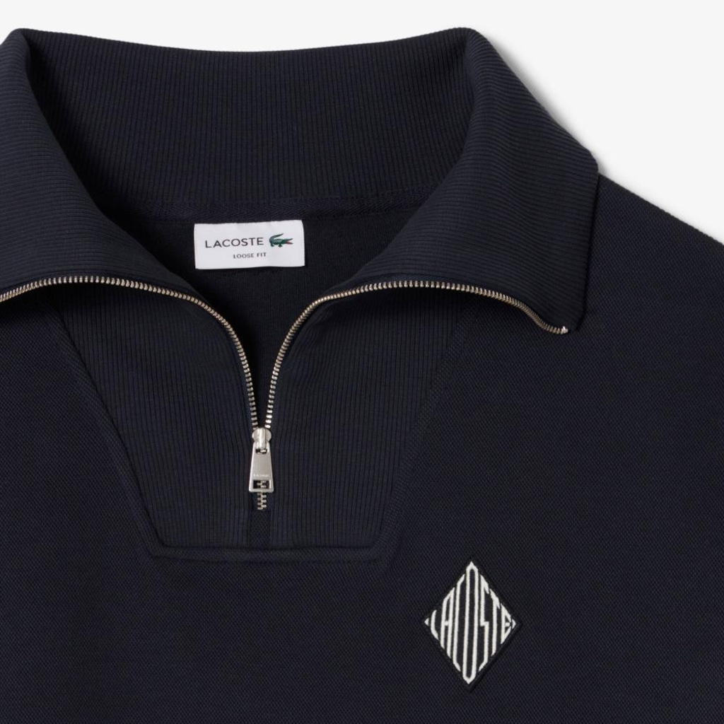 Imagem 4 do produto Blusão Moletom em Piqué com Gola com Zíper e Caimento Amplo Lacoste Masculino