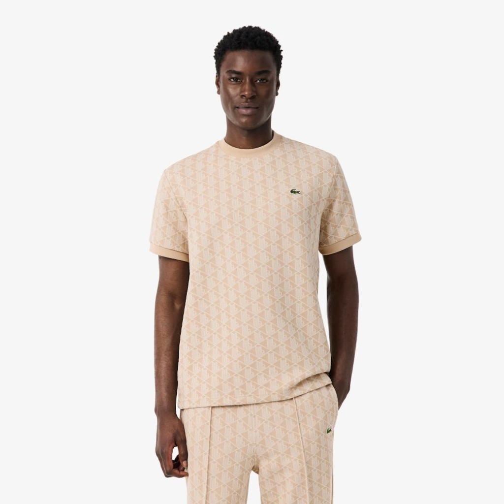 Camiseta Jacquard com Monograma Lacoste Masculina