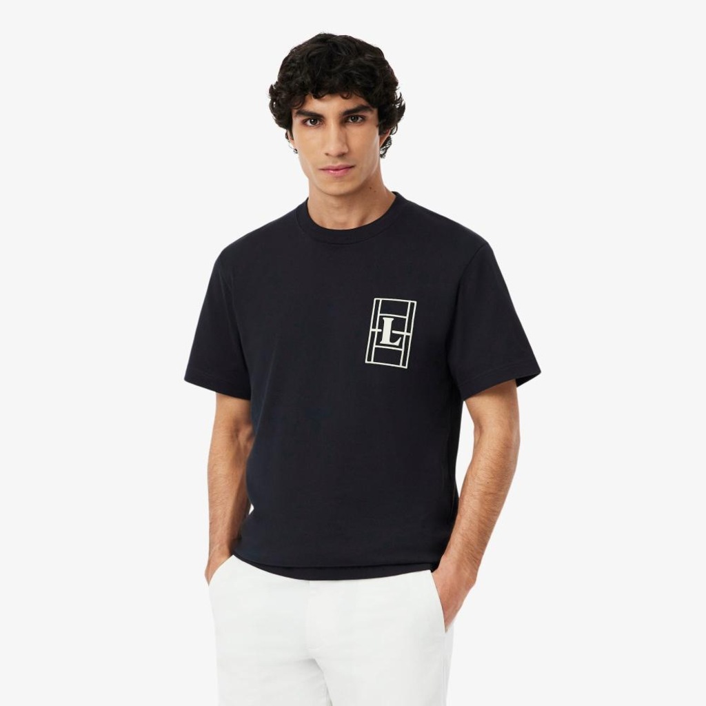 Camiseta de Malha Pesada Bordada Lacoste Masculina