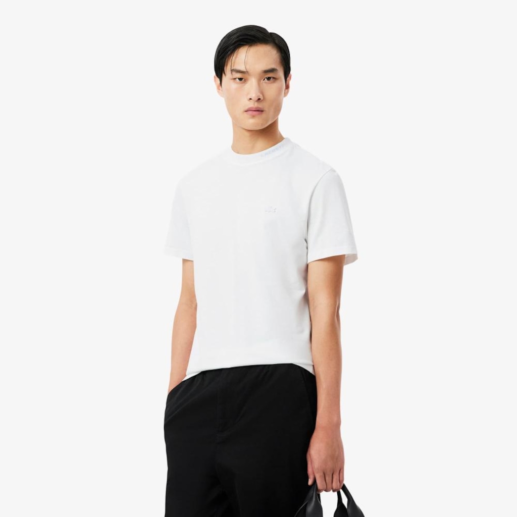 Camiseta piqué com marca de jacquard Lacoste Masculina
