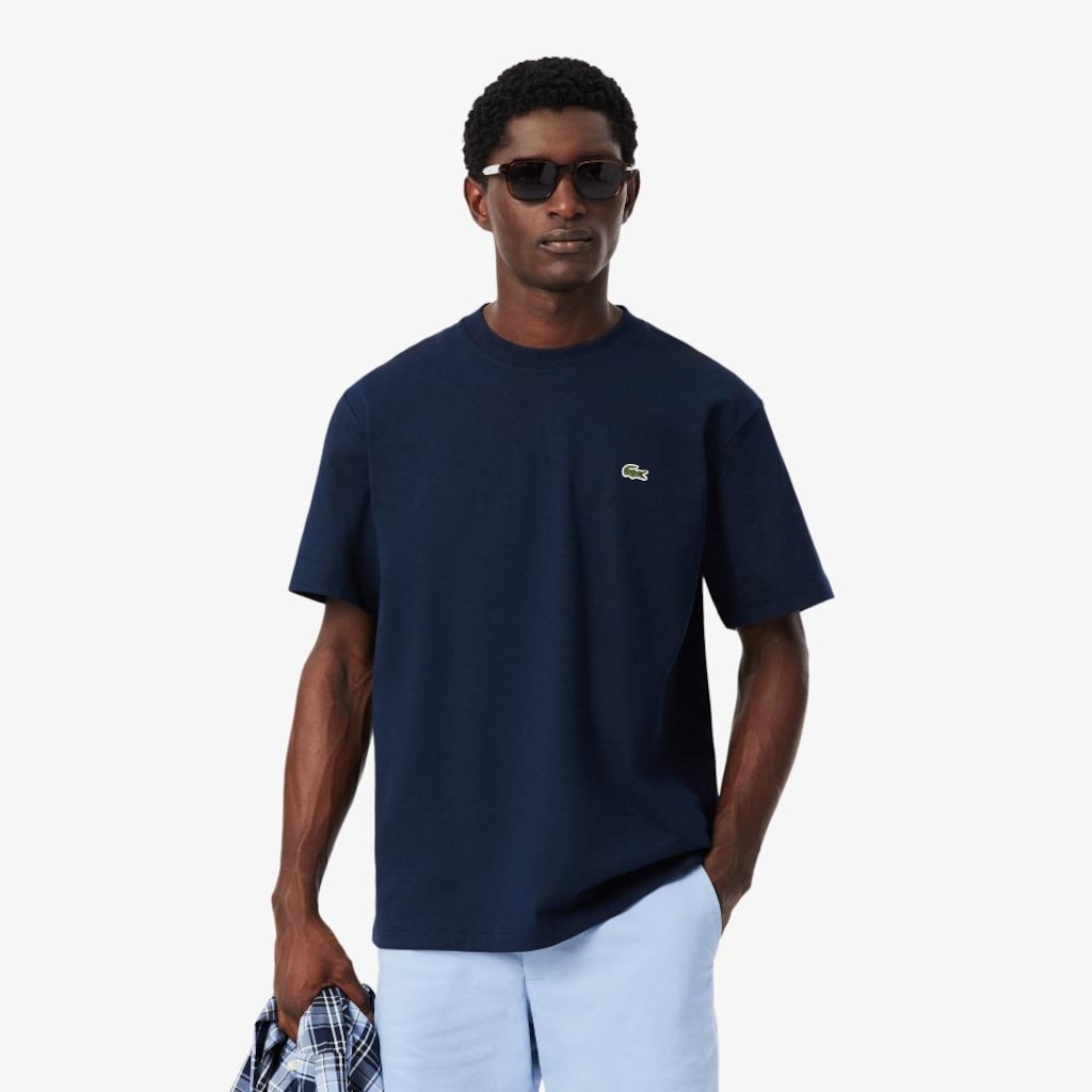 Camiseta de malha de algodão pesado Lacoste Masculina