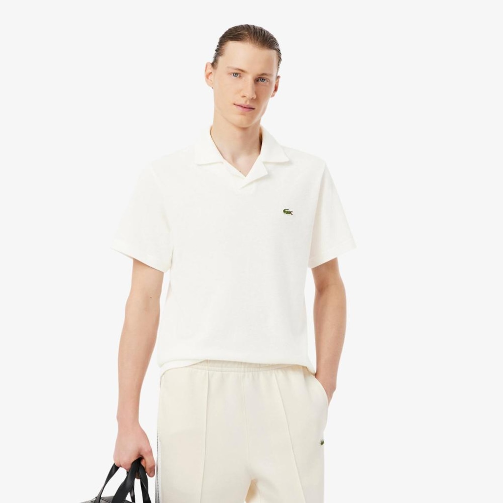 Camisa Polo Classic Fit em Algodão e Linho Lacoste Masculina