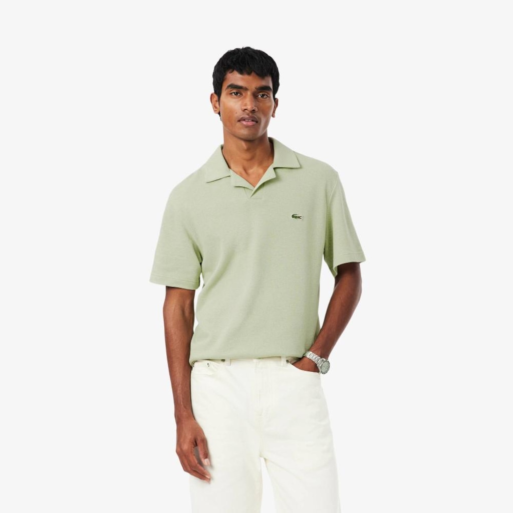 Camisa Polo Classic Fit em Algodão e Linho Lacoste Masculina - Foto 1