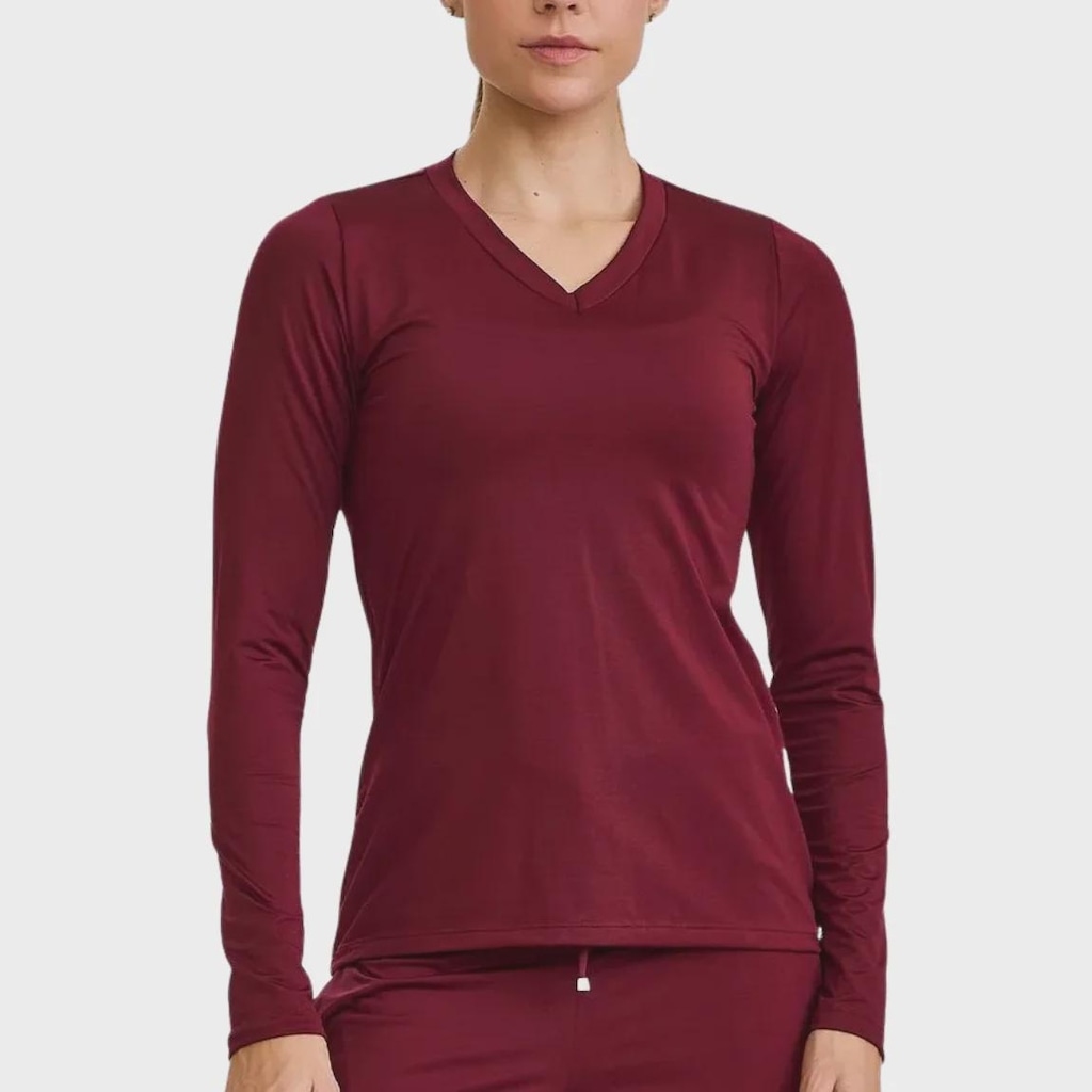Blusa Caju Brasil Térmica Gola V Feminina