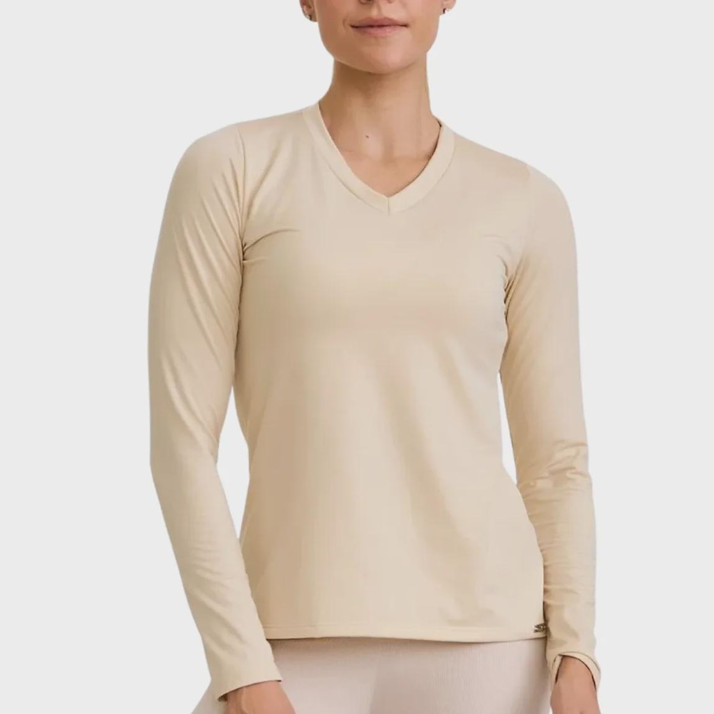 Blusa Caju Brasil Térmica Gola V Feminina