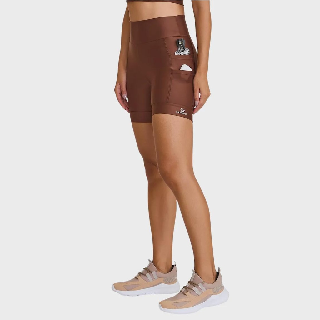 Bermuda Caju Brasil Atletika Bolso Duplo Para Corrida Feminina