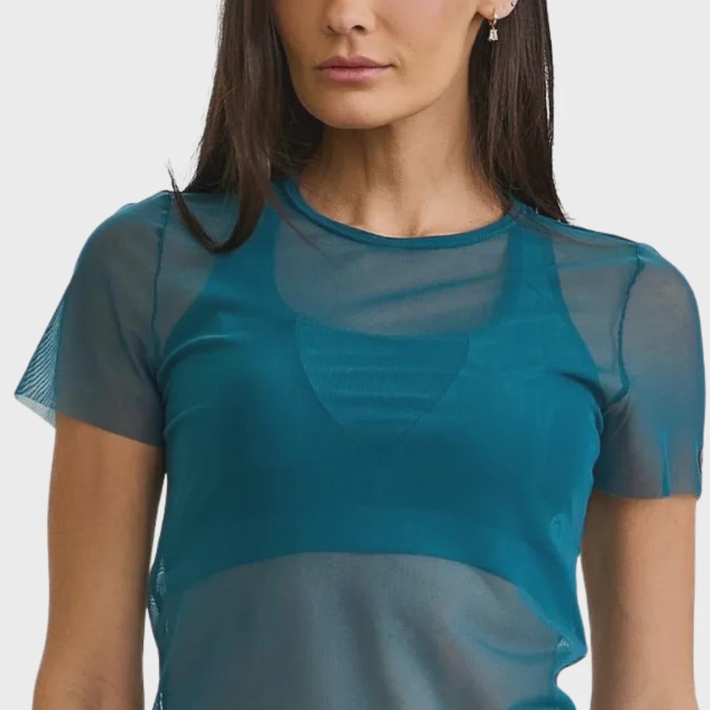 Blusa Caju Brasil Tela Drapeado Costas Feminina