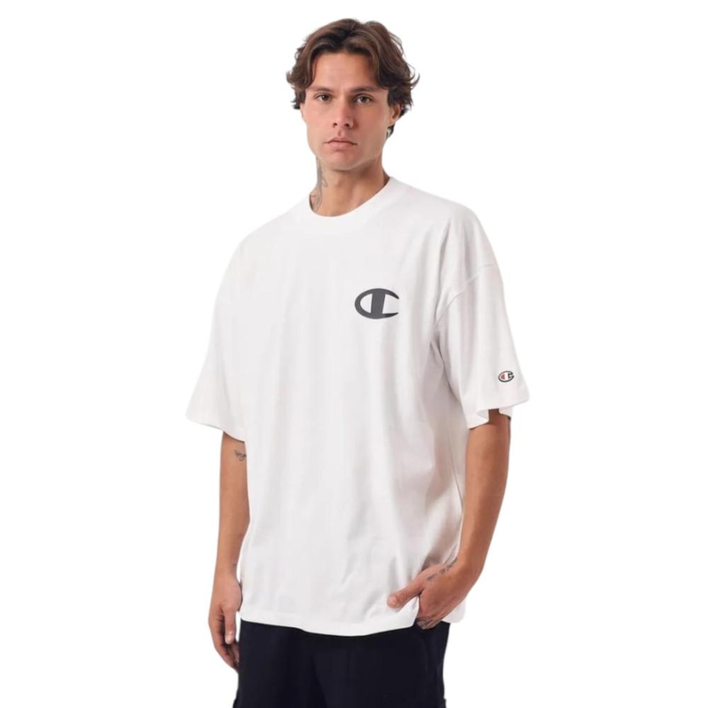 Camiseta Champion Oversized Basket United Off White Masculina