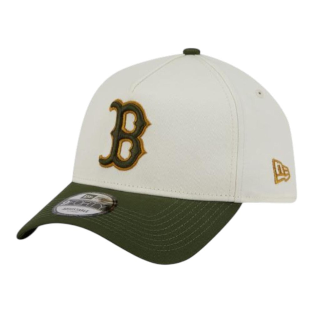 Boné Masculino New Era 940AF Metallic Boston Red Sox Off White Aba Curva