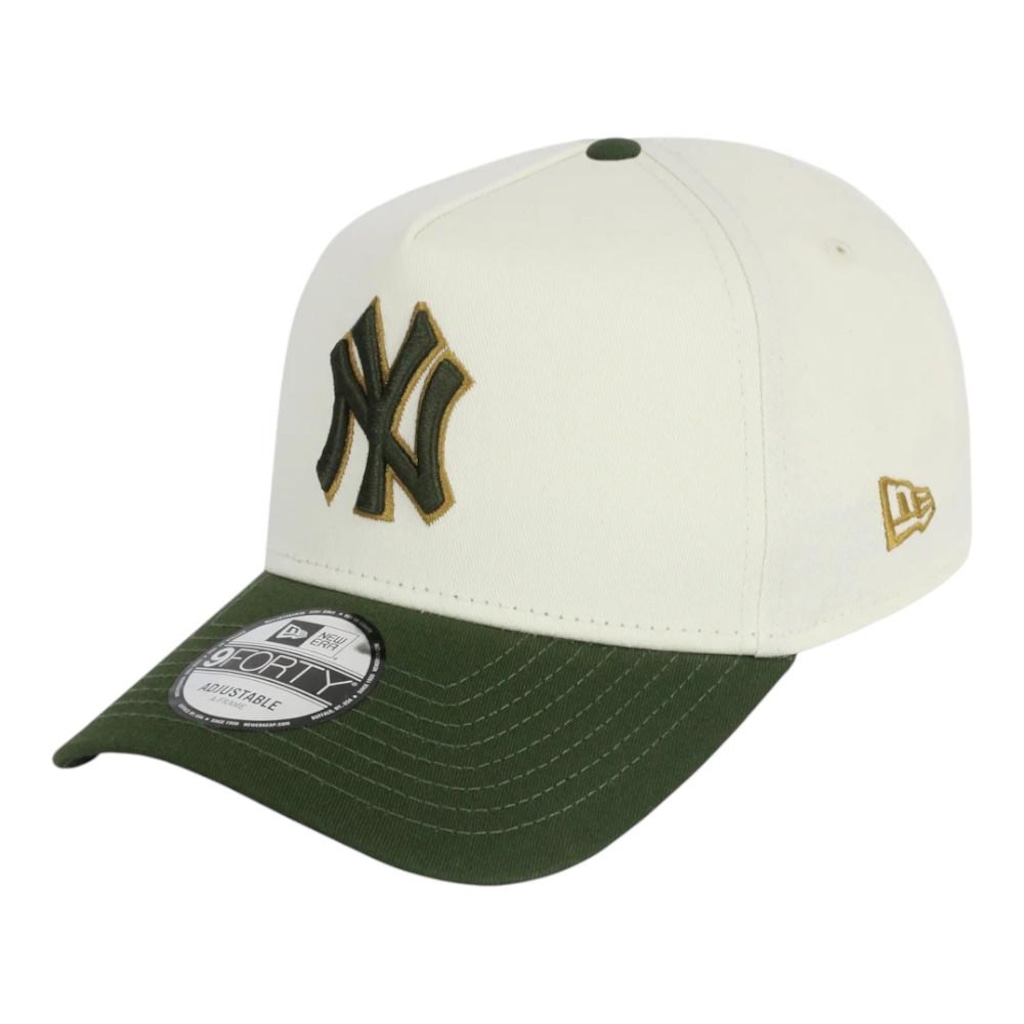 Boné Masculino New Era 940A-Frame Metallic New York Yankees Off White Aba Curva