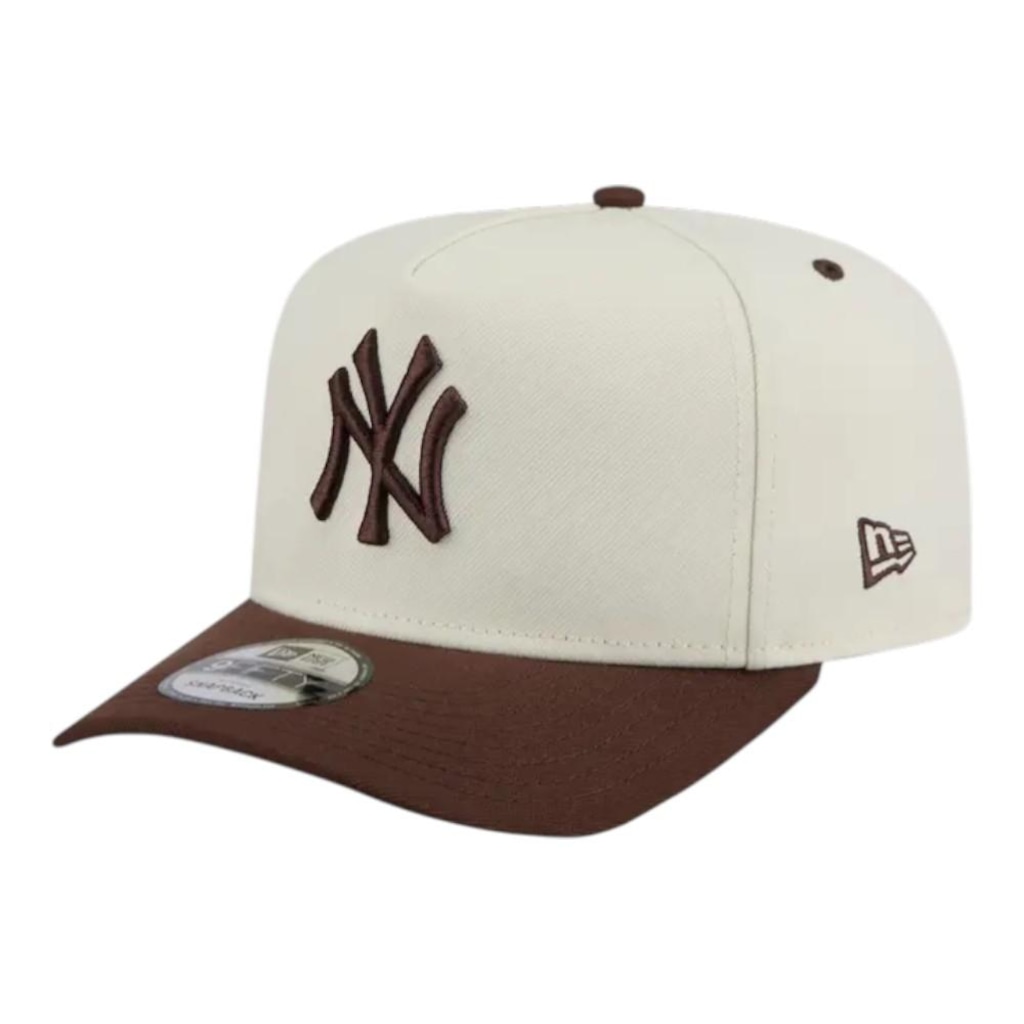 Boné Masculino New Era 950 A-Frame New York Yankee Off White Aba Curva