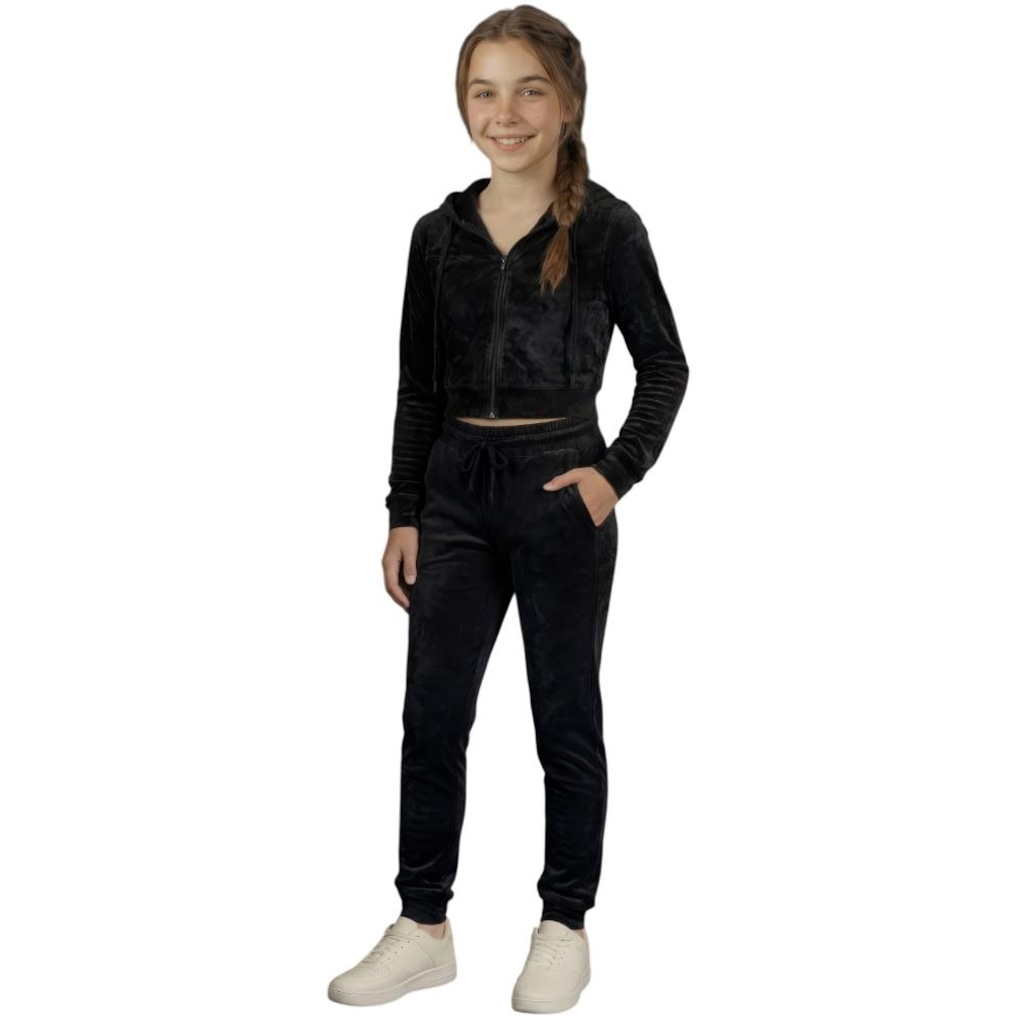Imagem 2 do produto Conjunto Moletom Infantil Roupas Térmicas Inverno Plush Peluciado Capuz Veluna