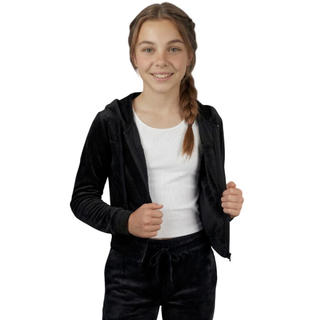 Imagem 3 do produto Conjunto Moletom Infantil Roupas Térmicas Inverno Plush Peluciado Capuz Veluna