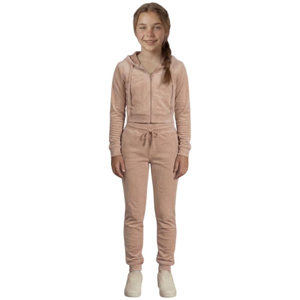 Conjunto Moletom Infantil Roupas Térmicas Inverno Plush Peluciado Capuz Veluna