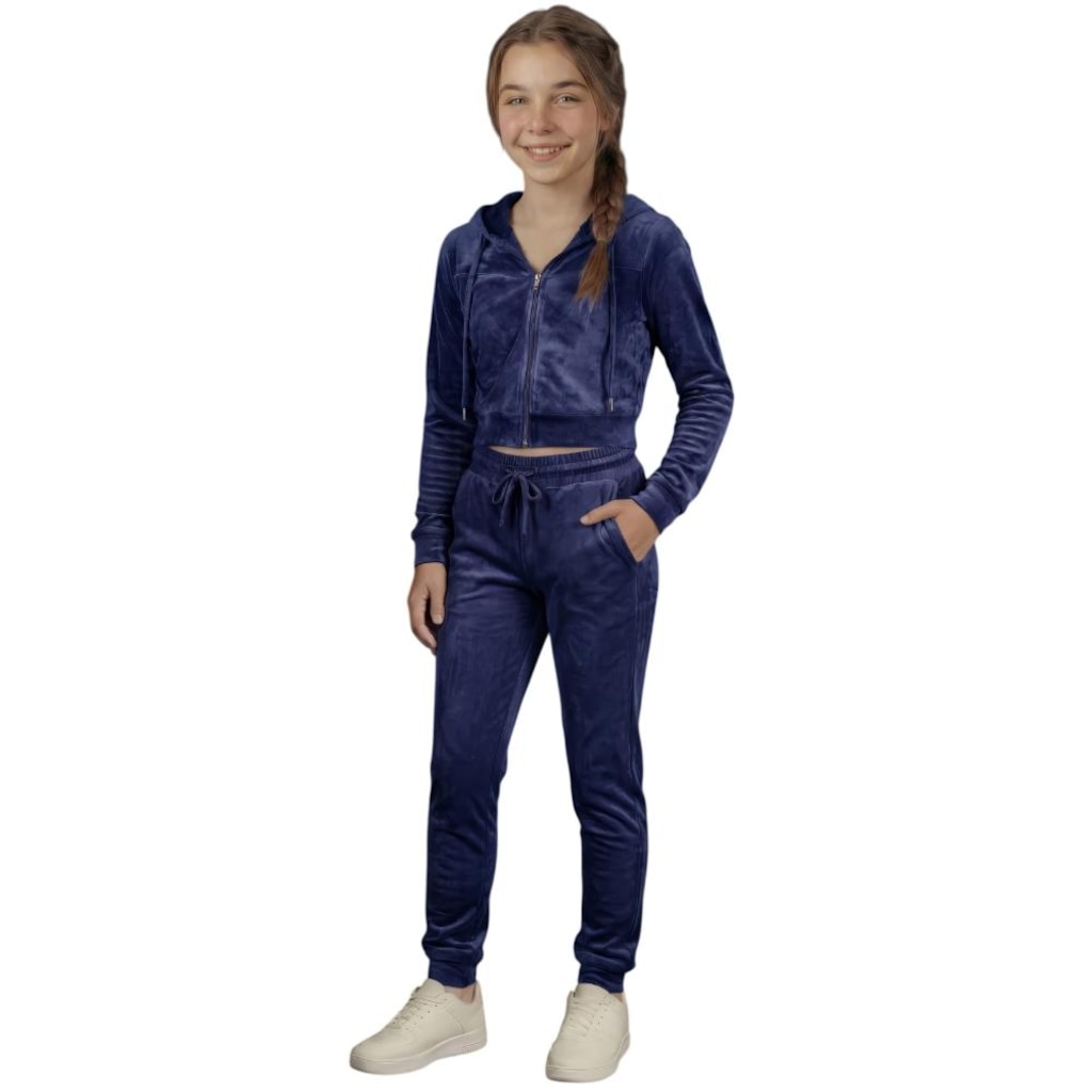 Imagem 2 do produto Conjunto Moletom Infantil Roupas Térmicas Inverno Plush Peluciado Capuz Veluna