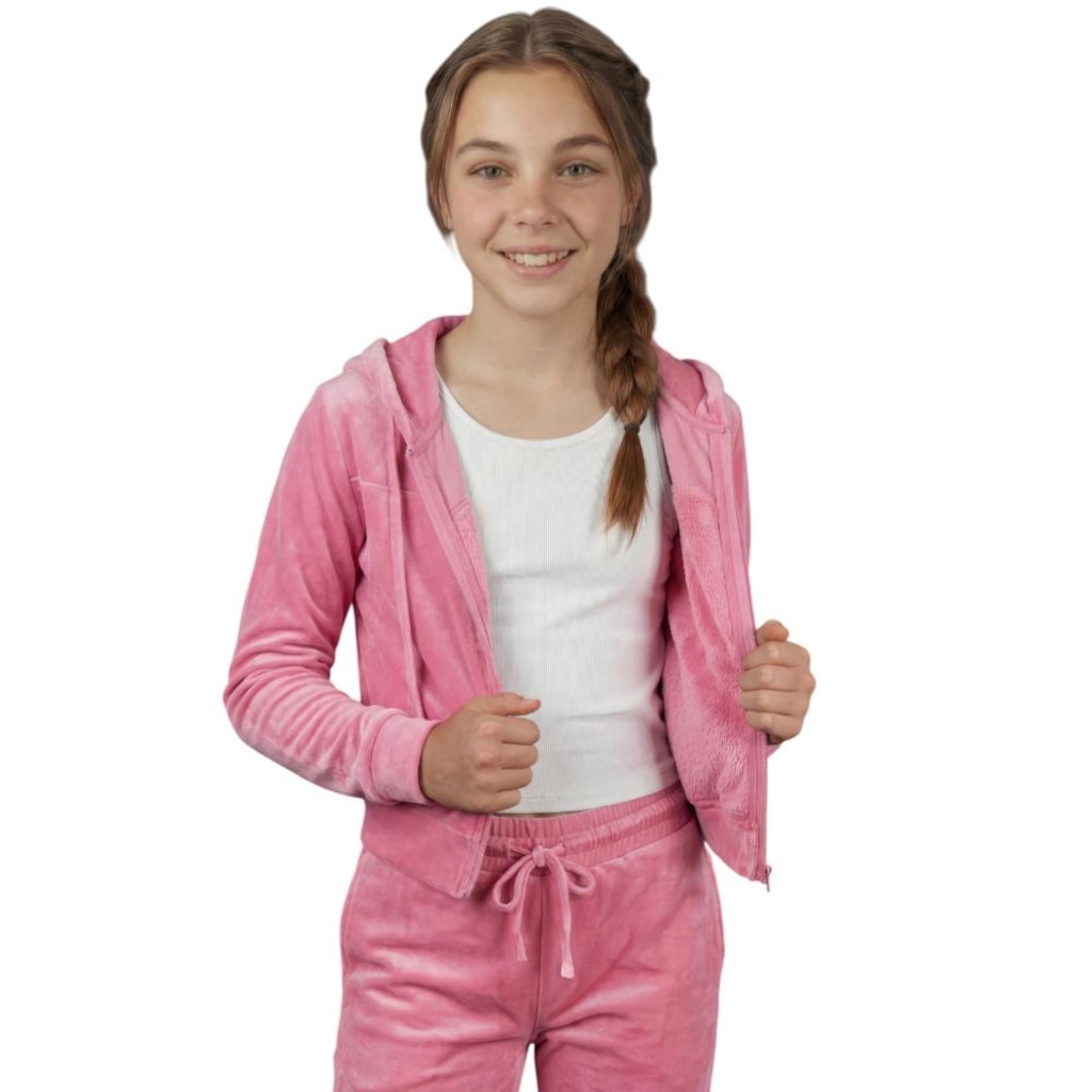 Imagem 2 do produto Conjunto Moletom Infantil Roupas Térmicas Inverno Plush Peluciado Capuz Veluna