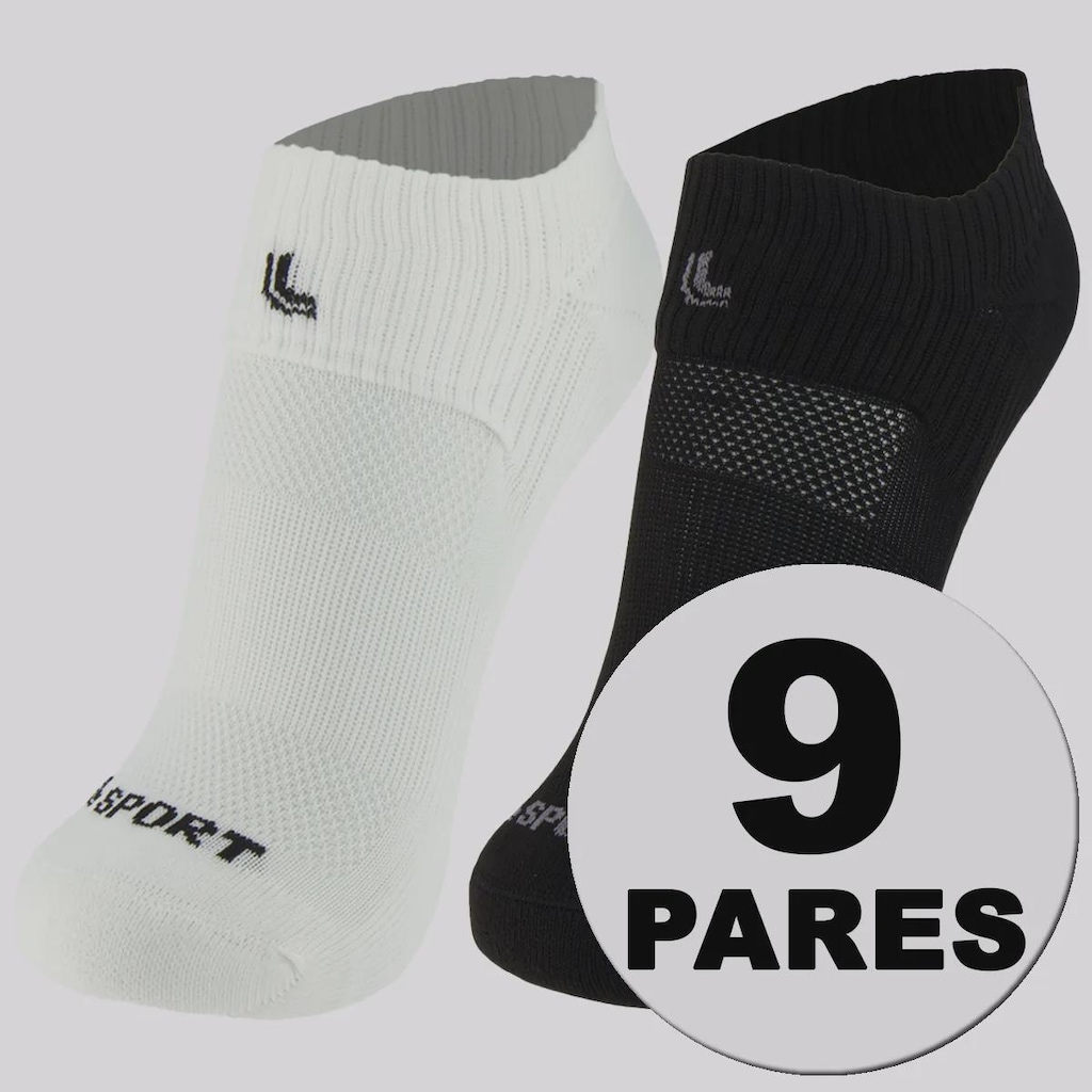 Kit 9 Pares de Meia Cano Baixo Lupo Dry Fit Running Feminino