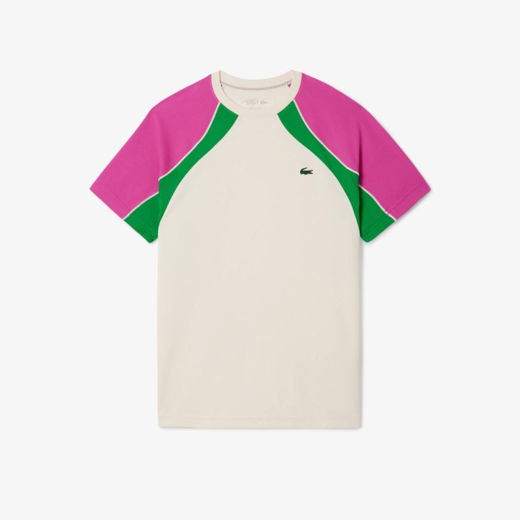 Camiseta Maculina De Tênis De Blocos Coloridos Ultra Dry Lacoste