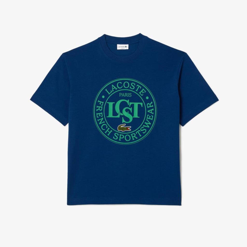 Camiseta Masculina Estampada De Malha De Caimento Solto Lacoste