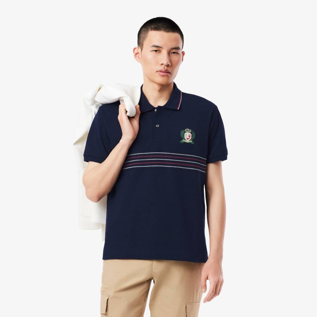 Camisa Polo Masculina L.12.12 Embroidered Shield, ajuste clássico Lacoste
