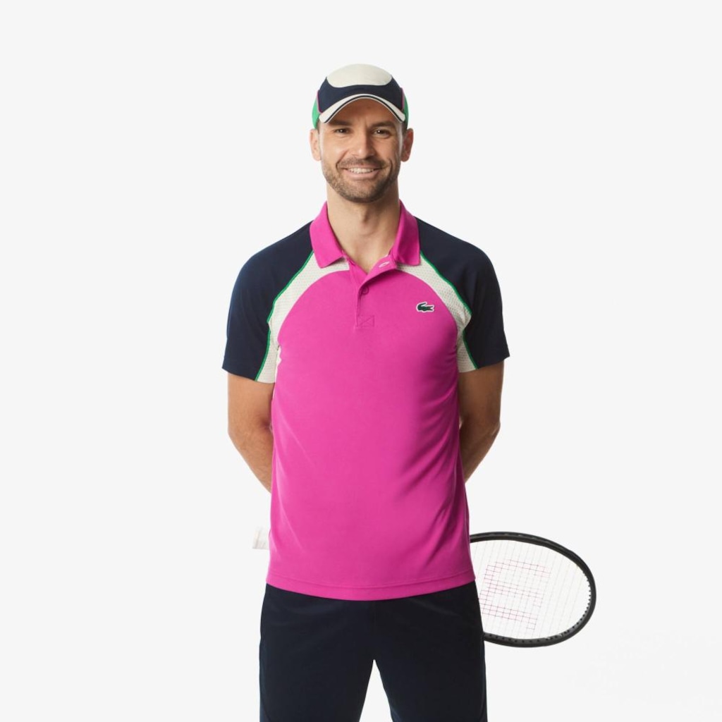 Camisa Polo Masculina Color Block Ultra Dry para tênis Lacoste