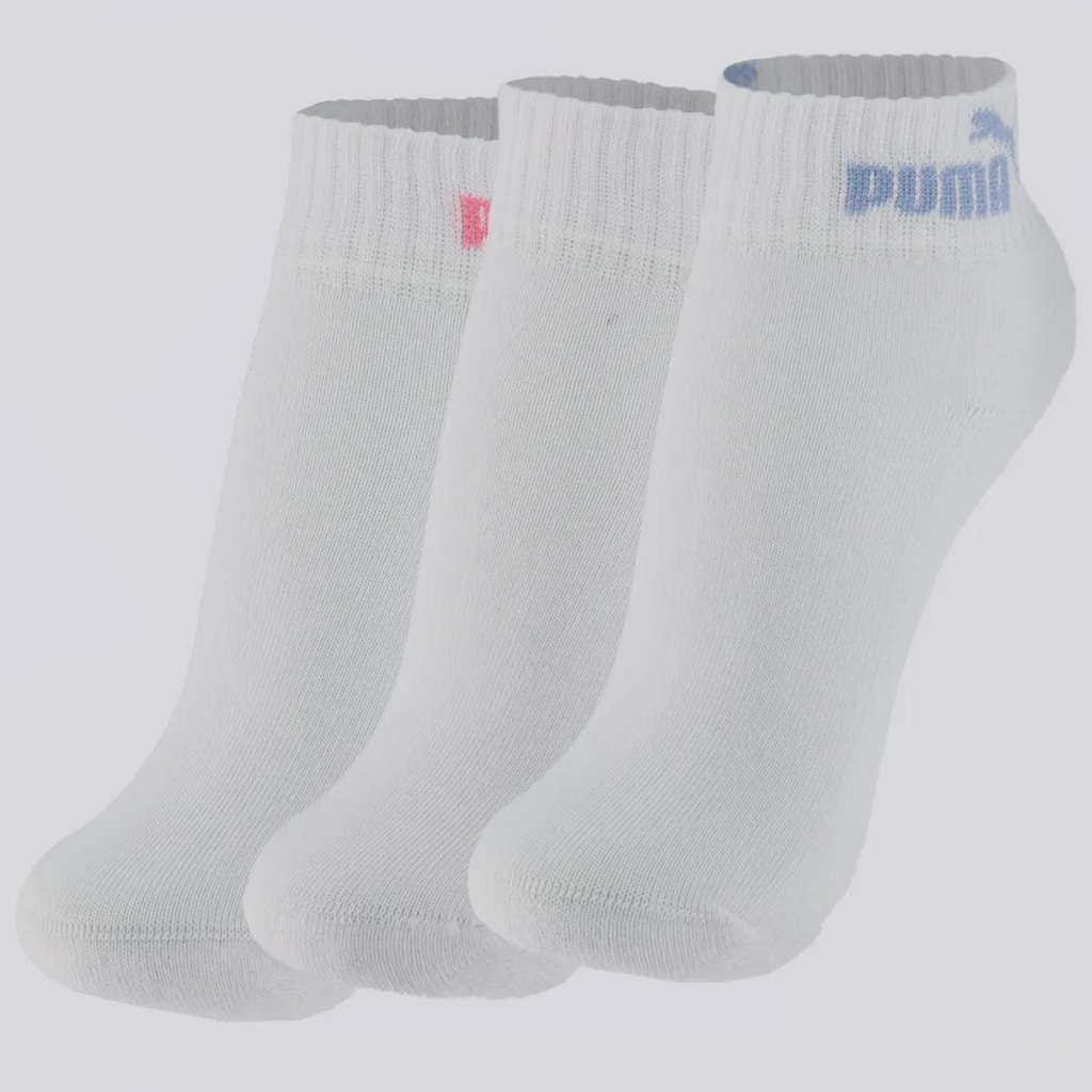 Kit Meia Cano Baixo 3 Pares Basic Puma Feminina