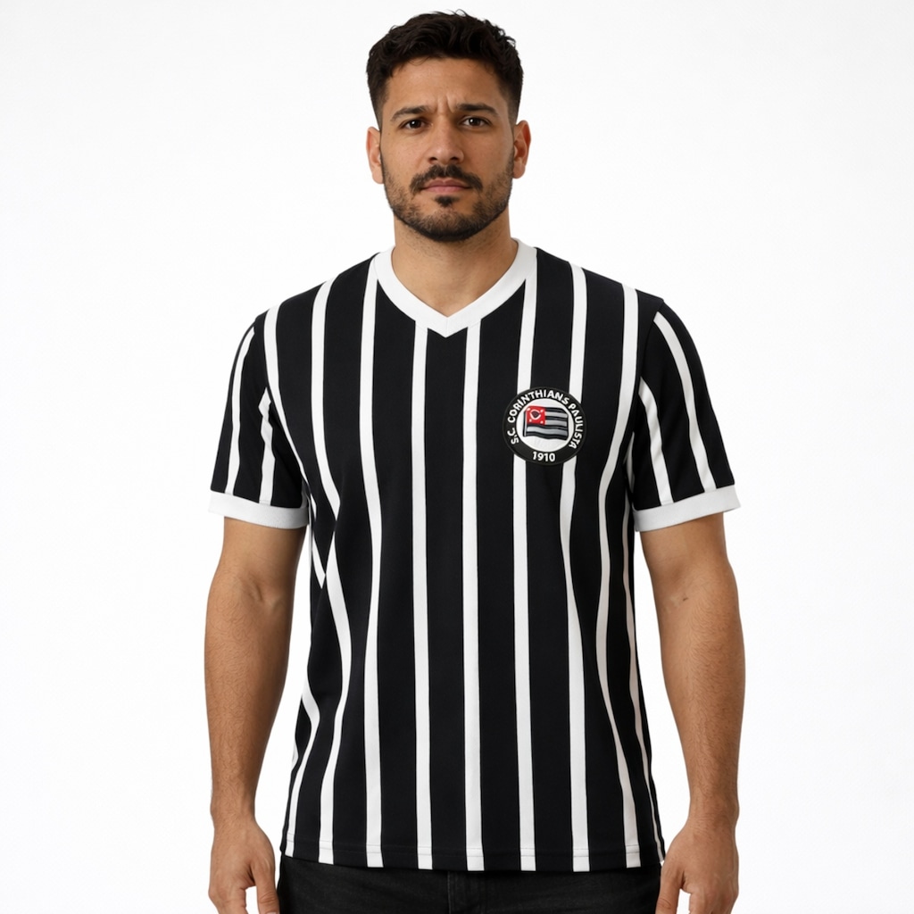 Imagem 2 do produto Camisa do Corinthians Retrô 1930 Tricampeão Paulista Coimbra - Masculina