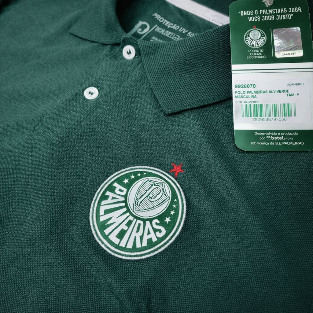 Imagem 3 do produto Camisa do Palmeiras Polo Piquet Bordado Alviverde Betel - Masculina