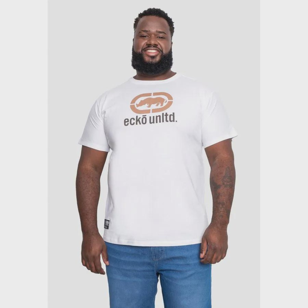 Camiseta Ecko Plus Size Off White Estampada Masculina