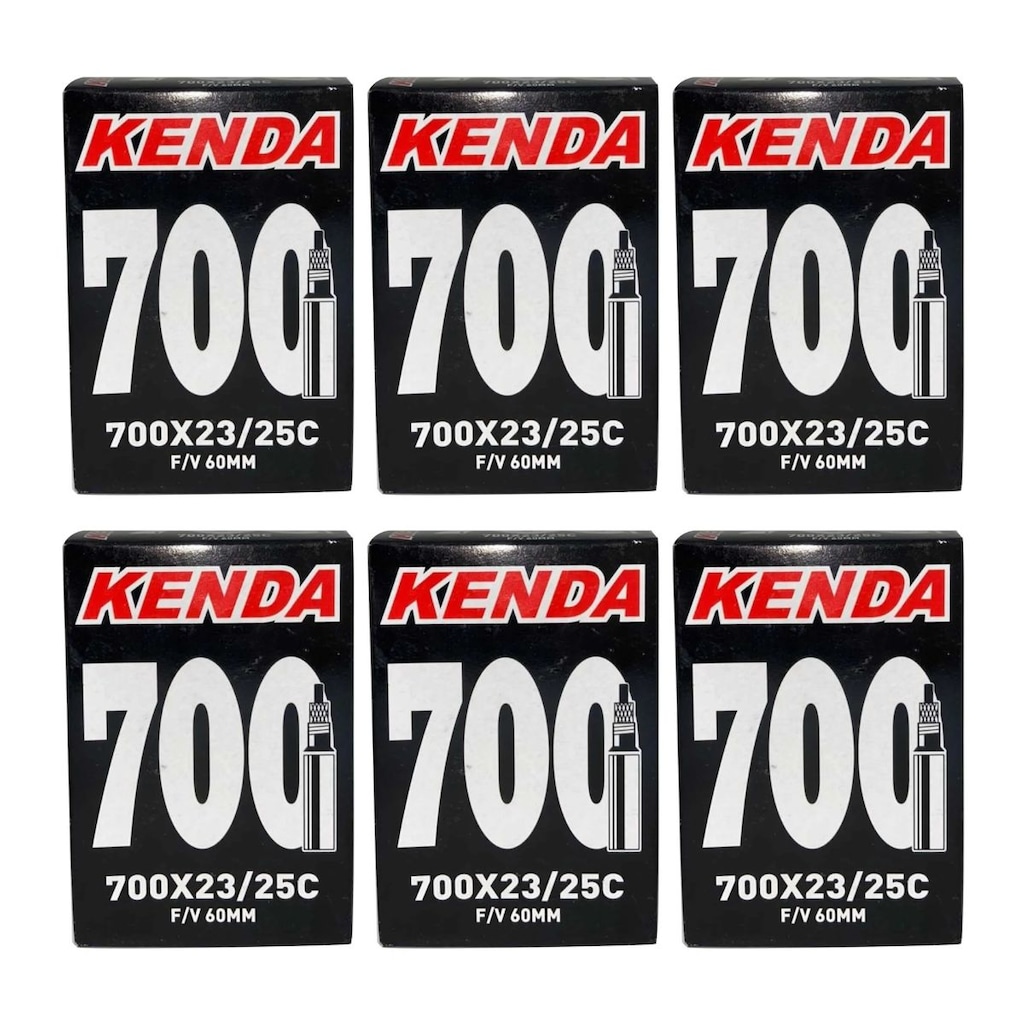Kit de Câmara de ar com 6 Unidades 700 x 23/25 Kenda bico fino presta 60 mm