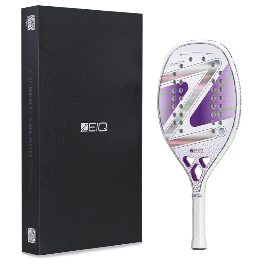 Raquete de Beach Tennis Zeiq Pro Violet Collani White 3k