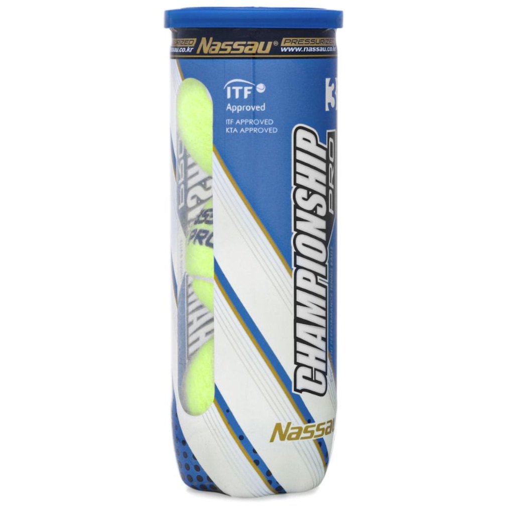 Imagem 2 do produto Bola de Tênis Nassau Championship Pro Tubo com 3 Bolas