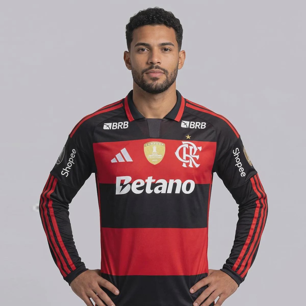 Camisa Do Flamengo I 2026 Manga Longa Campeão Libertadores 2025 adidas Masculina