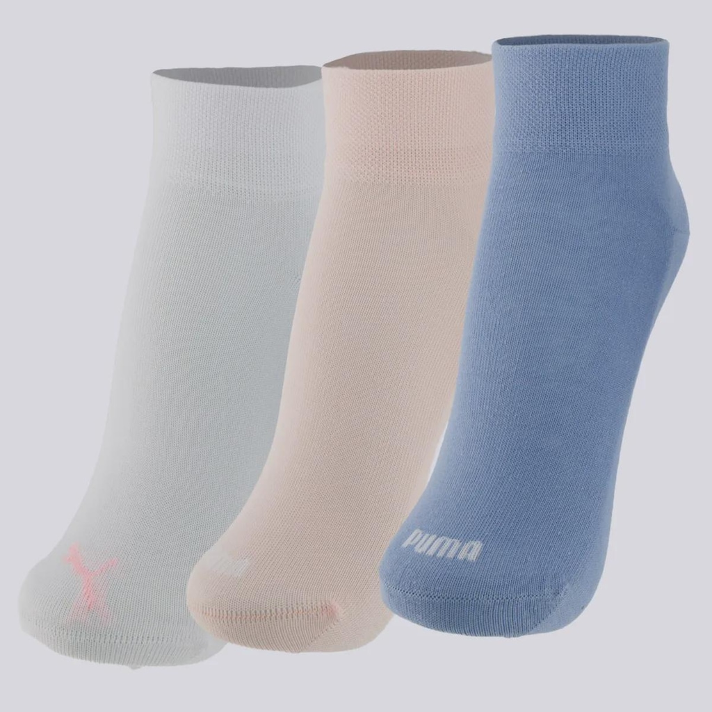 Kit Meia Puma Cano Médio 3 Pares Feminina