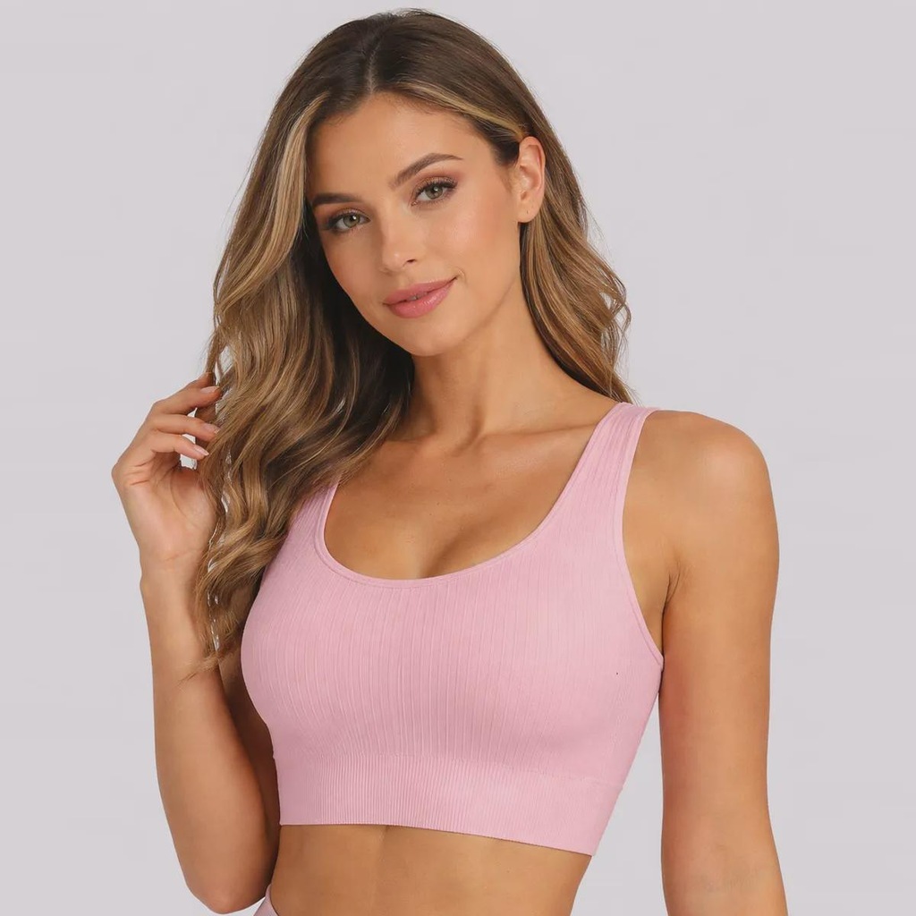 Top Feminino Canelado Sem Costura Selene