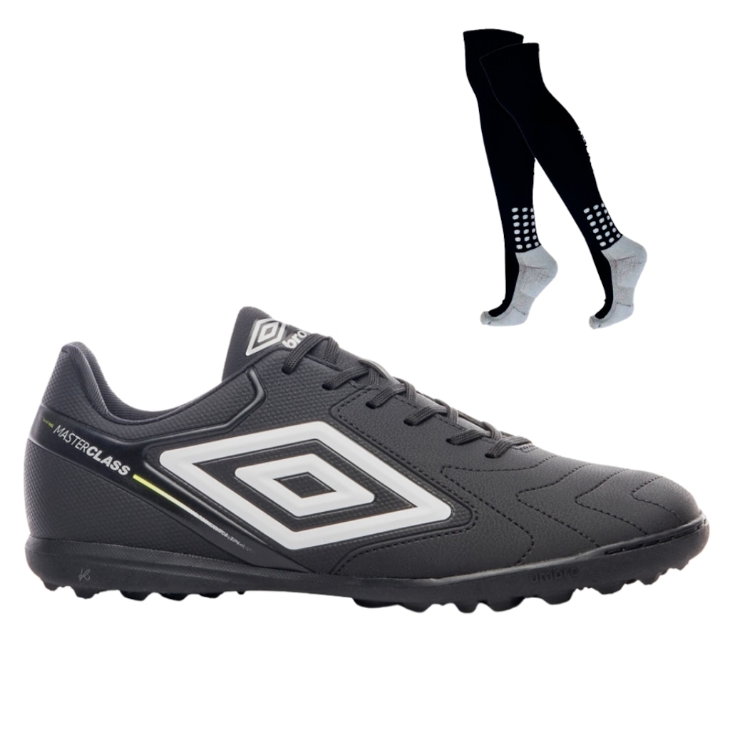 Kit Chuteira Society Adulto Umbro Adamant Masterclass Club e Meião