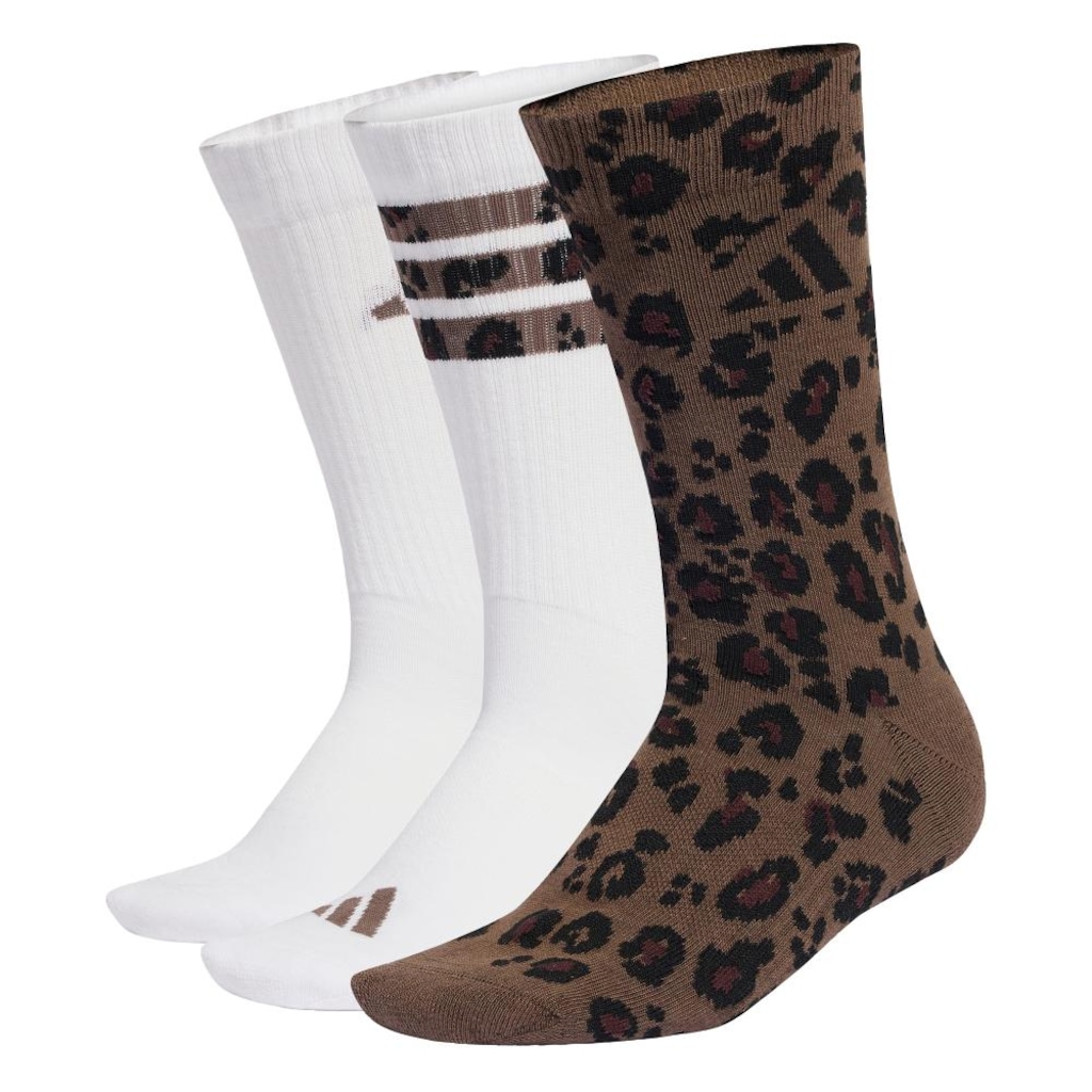 Meia Adidas Leopardo - 3 Pares - Unissex