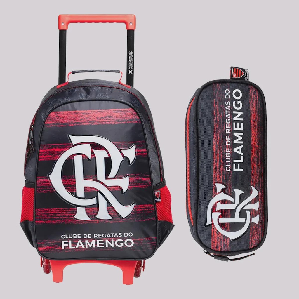 Kit do Flamengo Mochila com Rodas e Estojo FutFanatics Infantil