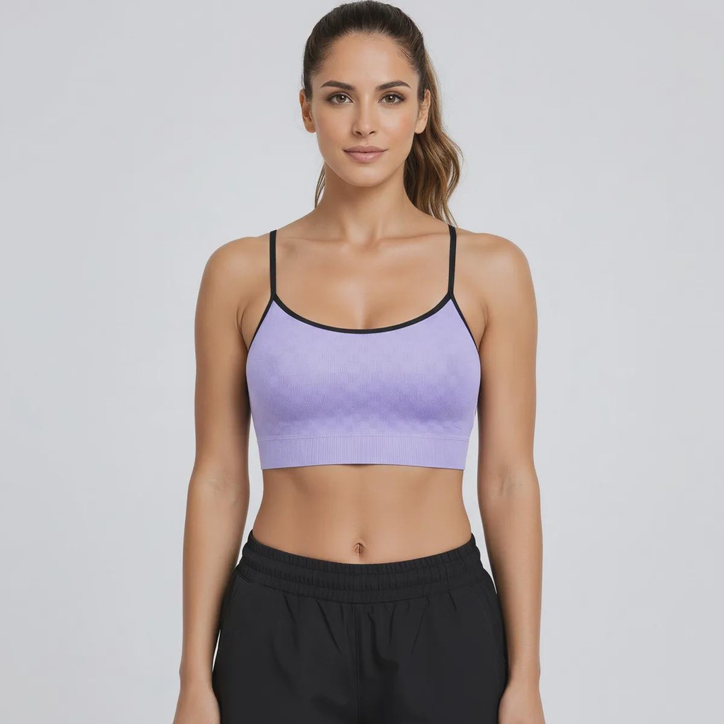 Top Selene Quadriculado Sem Costura com Bojo Removível Feminino