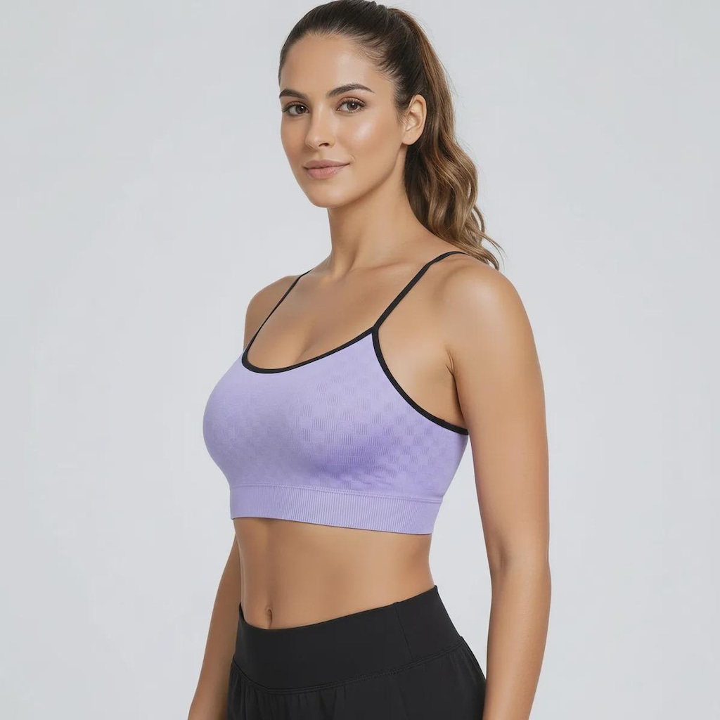 Imagem 2 do produto Top Selene Quadriculado Sem Costura com Bojo Removível Feminino