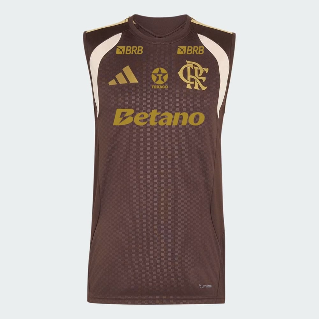 Camiseta Regata do Flamengo Treino adidas com Patrocínio 2026  - Masculina